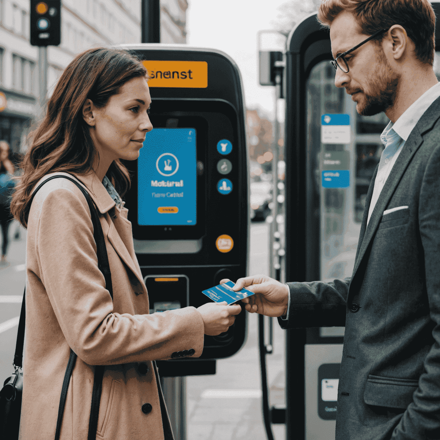 A person smoothly tapping their bus travel card on a reader while boarding a modern bus, showcasing the convenience of the system.